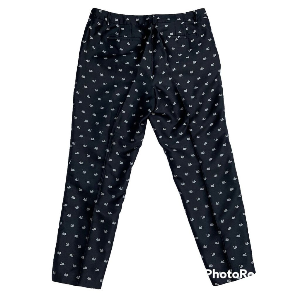 RSVP by TALBOTS ~ Size 14 Black SWAN Print Ankle Pants Sateen Pockets Lined